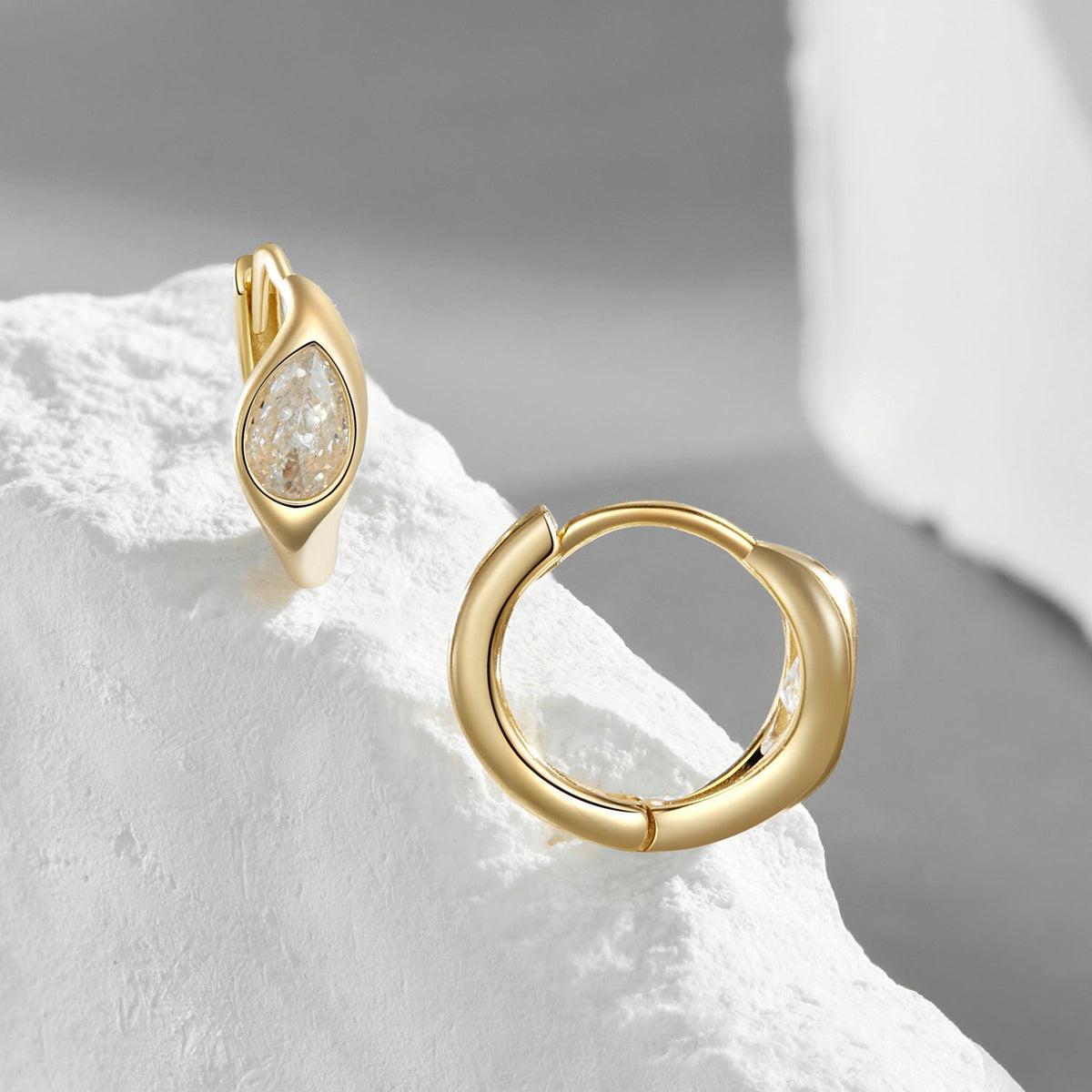 Sterling Silver Gold Plated Pave CZ Earrings
