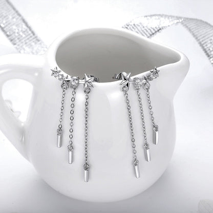 Platinum Plated Pavé CZ Drop Earrings