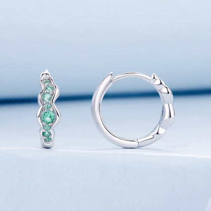 Sterling Silver White Gold Plated Pave Cubic Zirconia Hoop Earrings