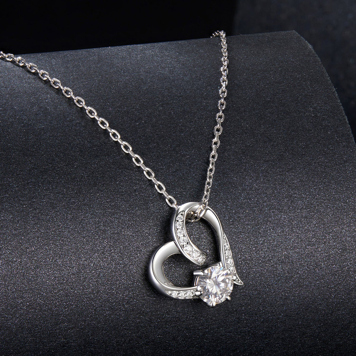 925 Sterling Silver White Gold Plated Moissanite Necklace