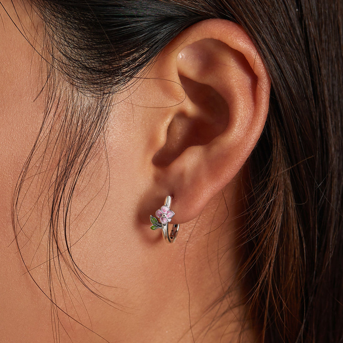 Sterling Silver Enamel Oxidized Earrings