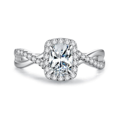 925 Sterling Silver White Gold Plated 1ct Moissanite Size 6 Ring for Women