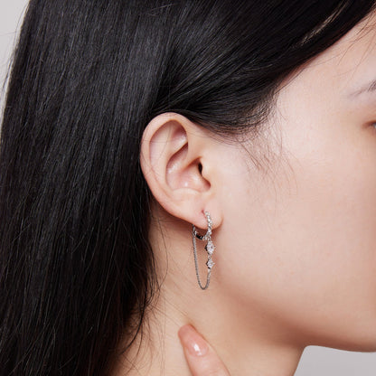 Sterling Silver Cubic Zirconia Pavé Hoop Earrings