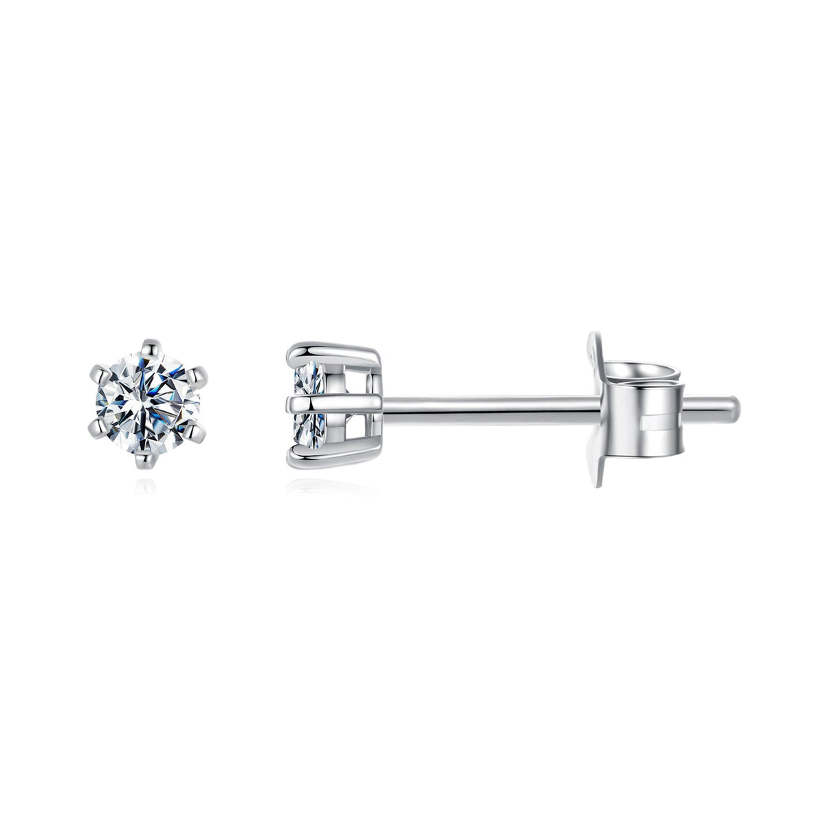 Sterling Silver White Gold Plated Moissanite Stud Earrings