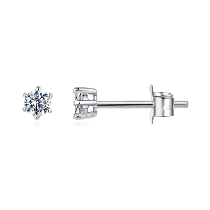 Sterling Silver White Gold Plated Moissanite Stud Earrings