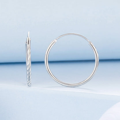 White Gold Plated Sterling Silver Hoop Earrings
