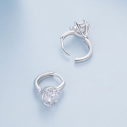 Platinum Plated Sterling Silver Cubic Zirconia Pavé Hoop Earrings