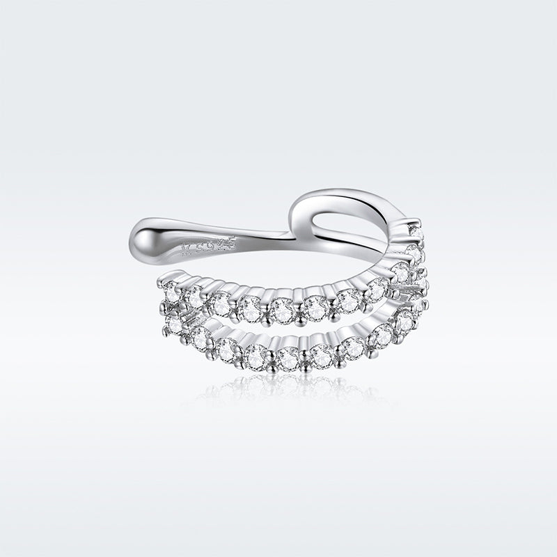 Sterling Silver Platinum Plated CZ Pavé Earrings
