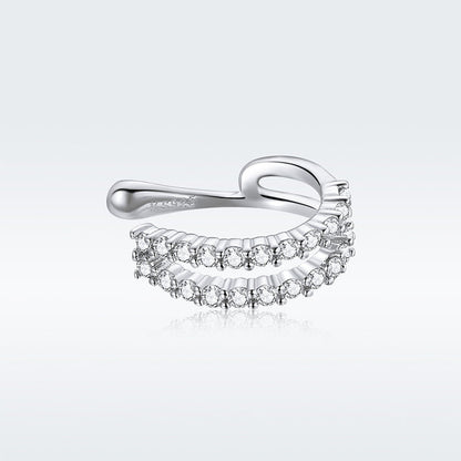 Sterling Silver Platinum Plated CZ Pavé Earrings