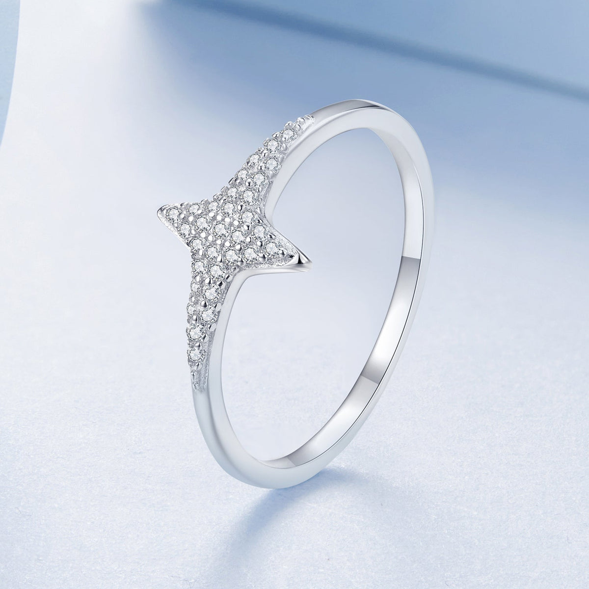Sterling Silver White Gold Plated Pavé CZ Ring