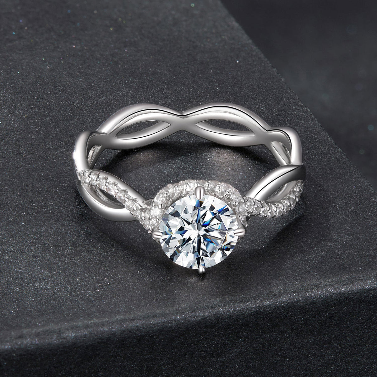Sterling Silver Moissanite Pavé Ring