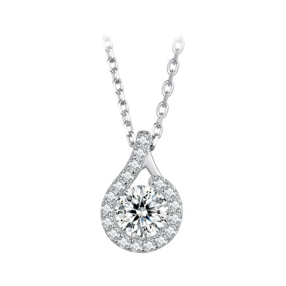 Sterling Silver Moissanite and CZ Pavé Pendant Necklace