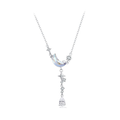Sterling Silver Cubic Zirconia and Glass Pendant Necklace