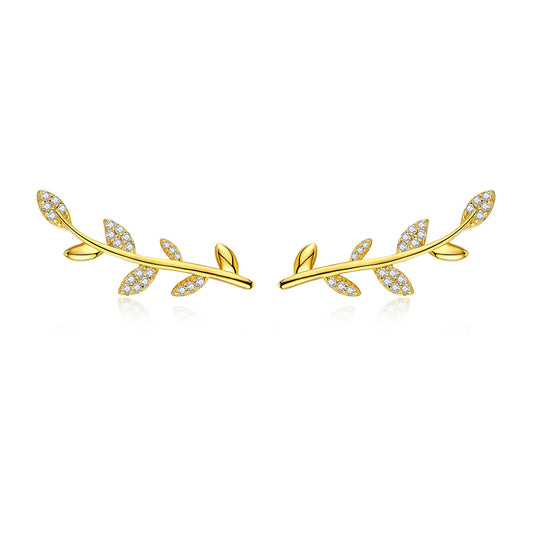 Gold Plated Sterling Silver Cubic Zirconia Pavé Drop Earrings
