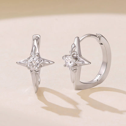 925 Sterling Silver White Gold Plated CZ Pavé 1.5 x 1.0 cm Hoop Earrings for Women
