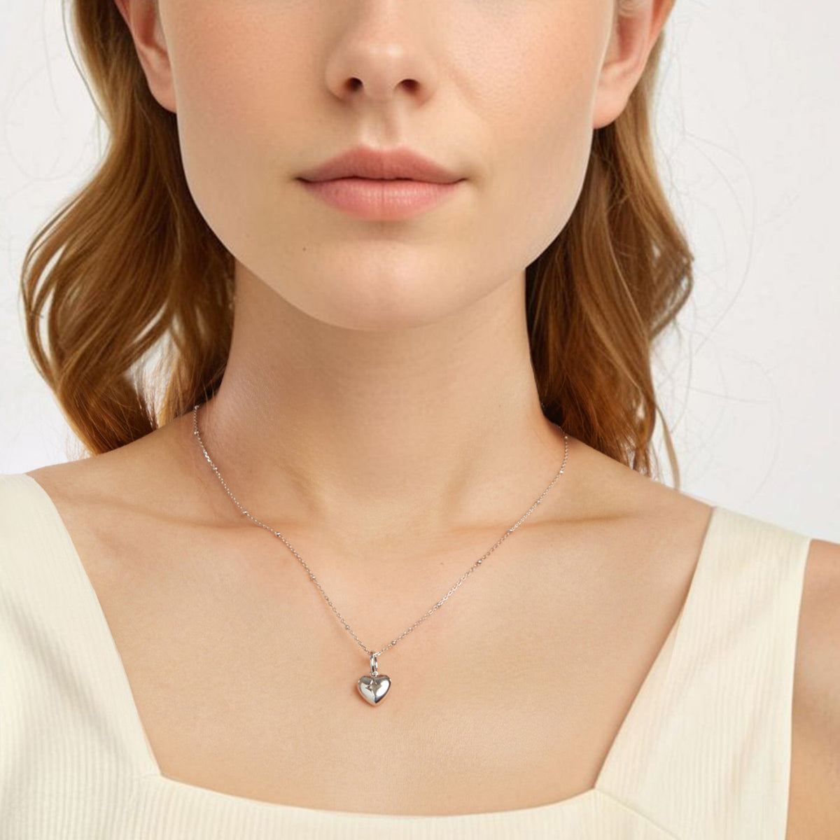 Sterling Silver White Gold Plated Pendant Necklace