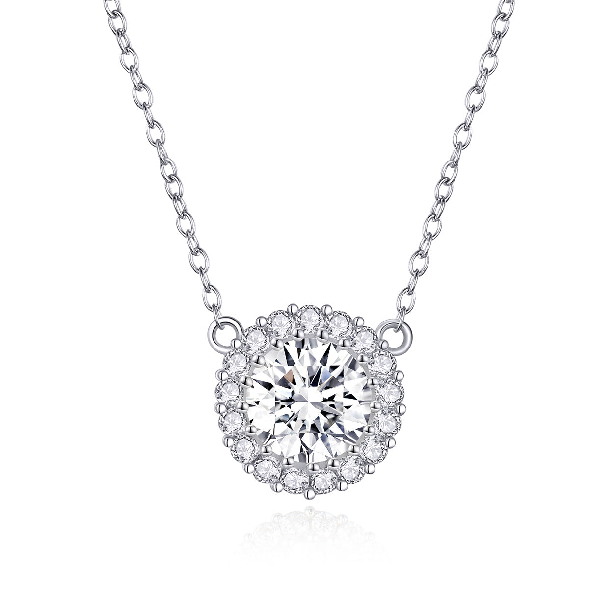 Platinum Plated Sterling Silver Cubic Zirconia Pavé Necklace