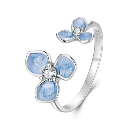 Sterling Silver Enamel and Pavé CZ Ring