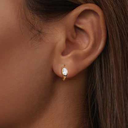Sterling Silver Gold Plated Pave CZ Earrings