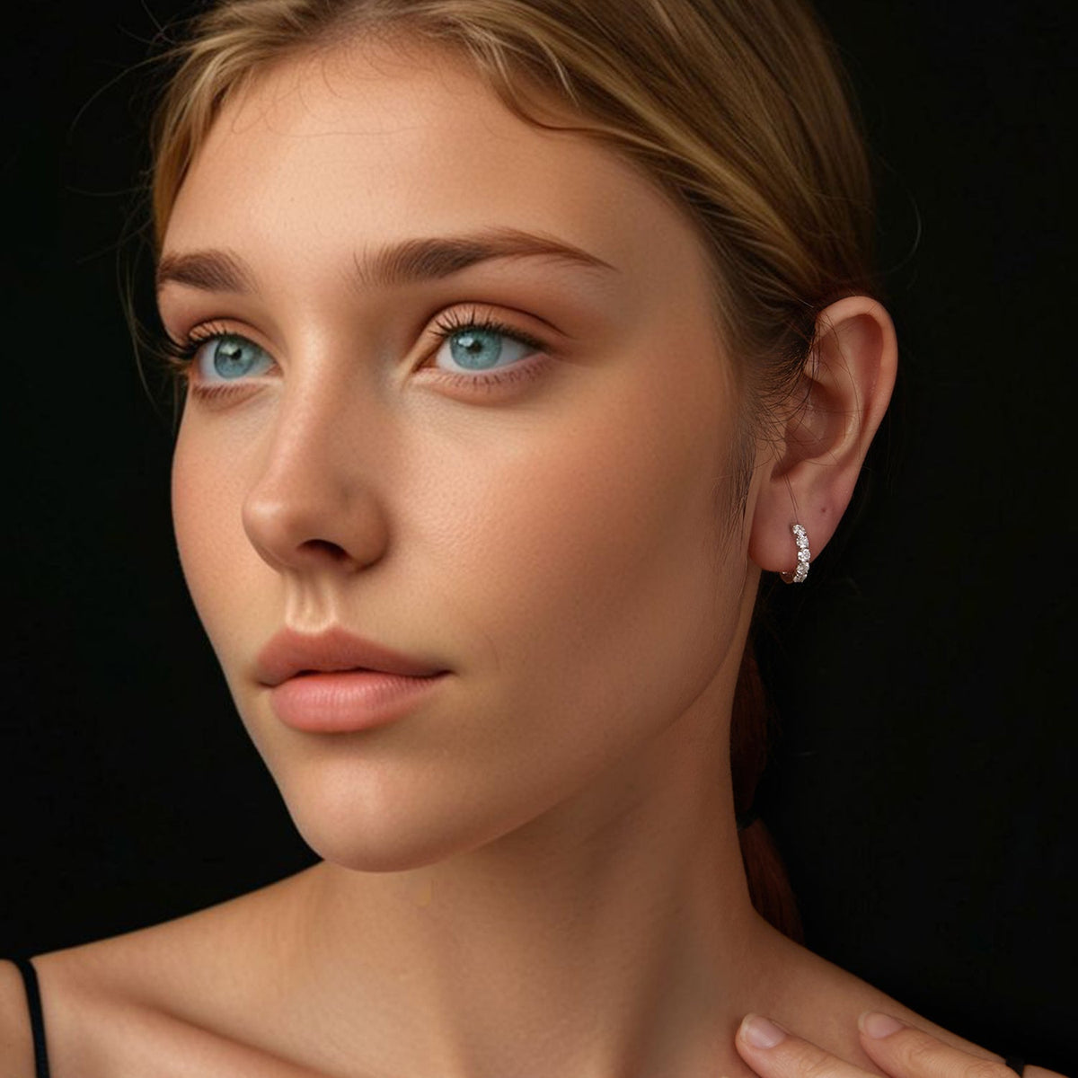 Sterling Silver Moissanite Hoop Earrings