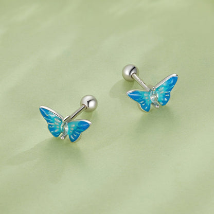 Sterling Silver Enamel and Cubic Zirconia Earrings
