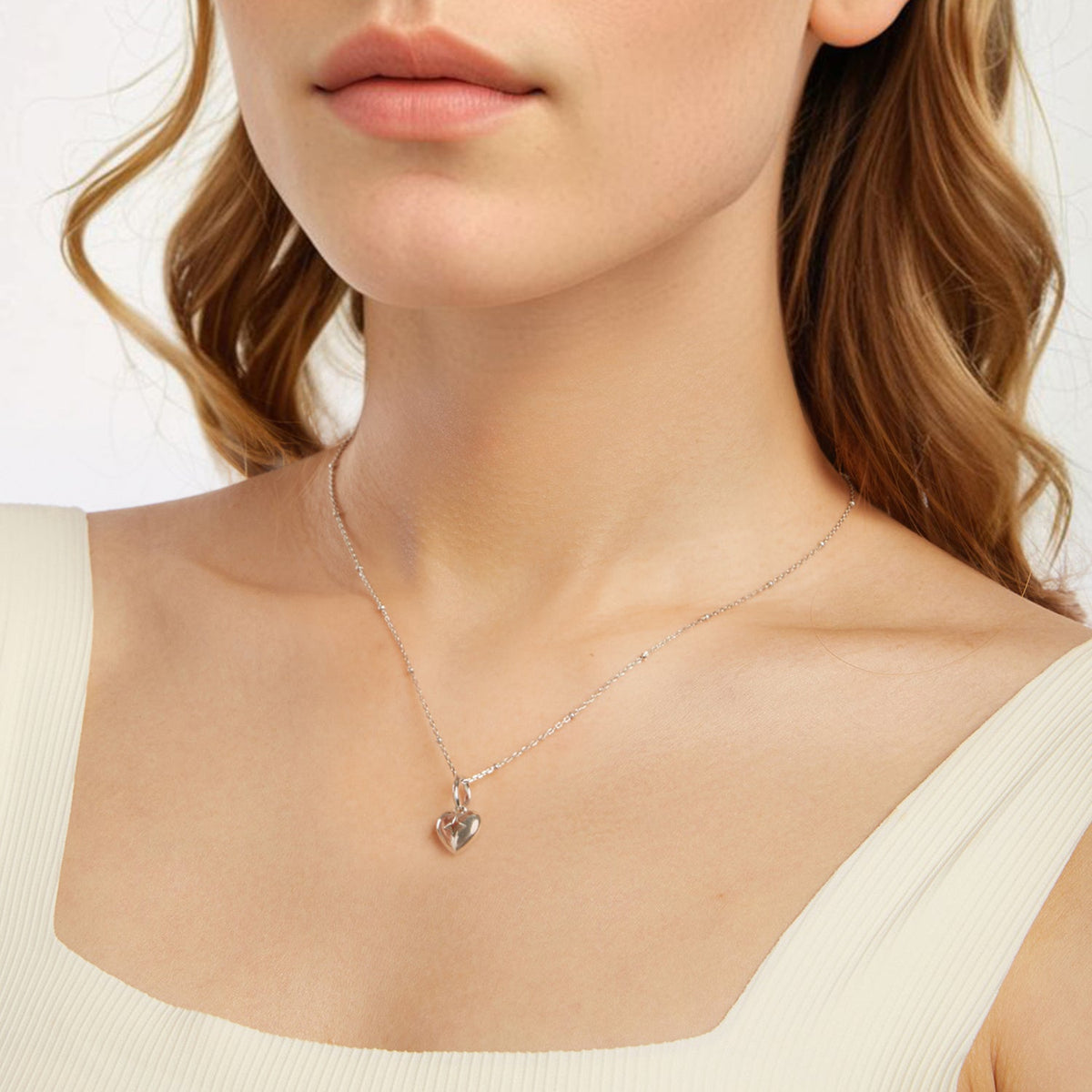 Sterling Silver White Gold Plated Pendant Necklace