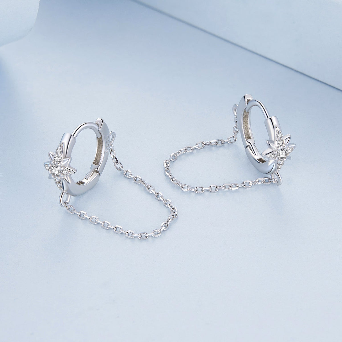 Sterling Silver Platinum Plated CZ Pavé Earrings