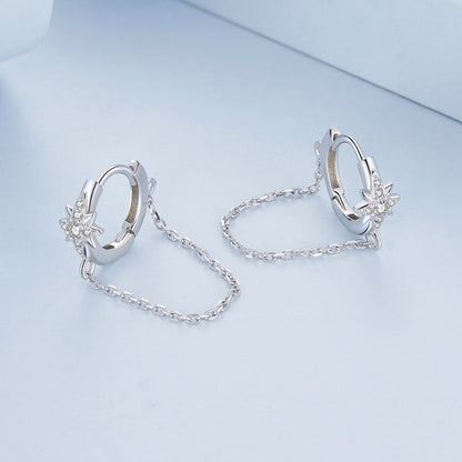 Sterling Silver Platinum Plated CZ Pavé Earrings