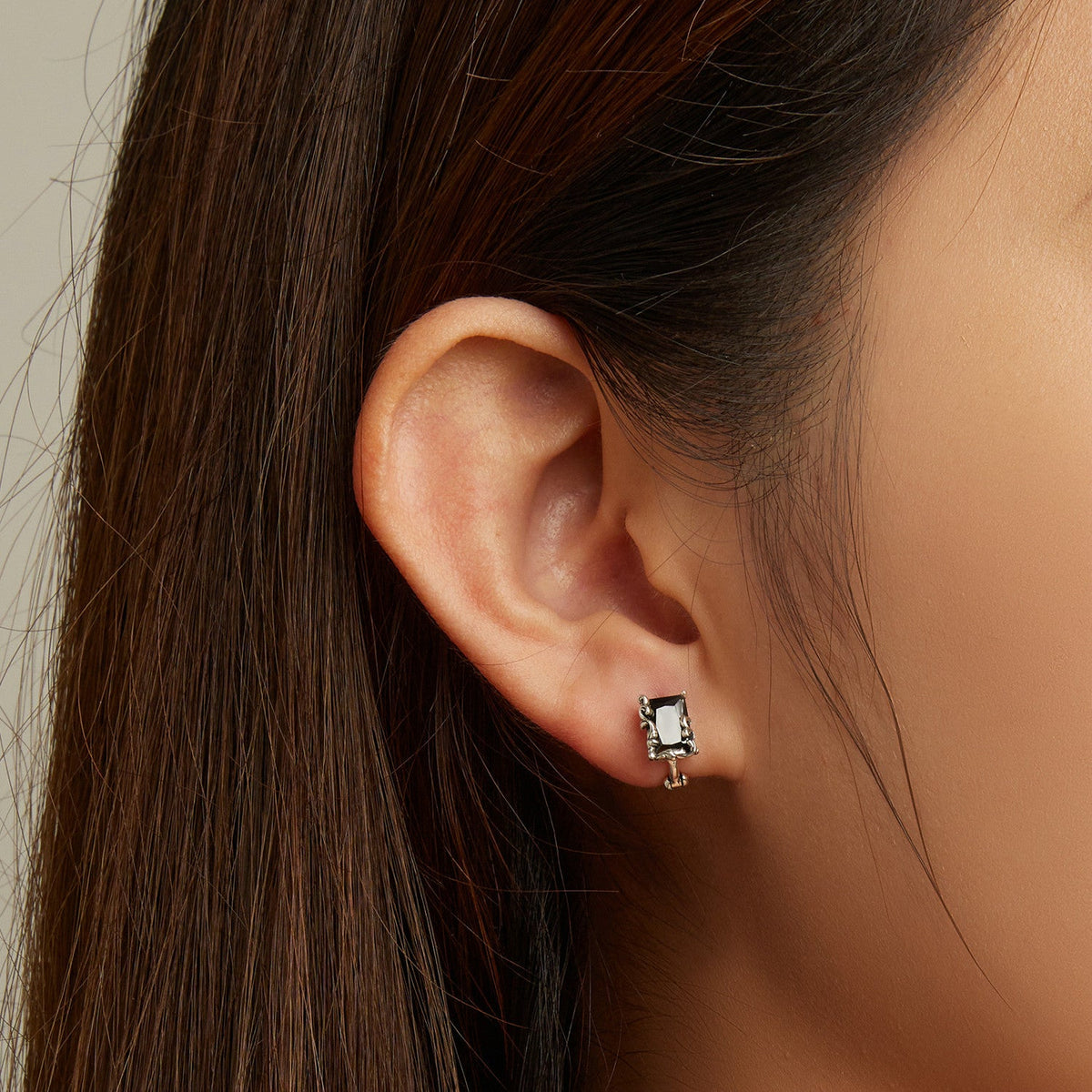 Sterling Silver Oxidized Cubic Zirconia Pavé Hoop Earrings