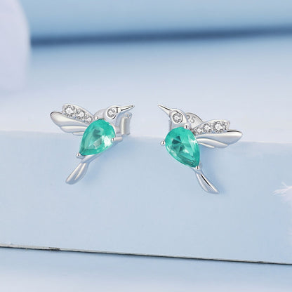 Sterling Silver Transparent Glass and CZ Pavé Earrings