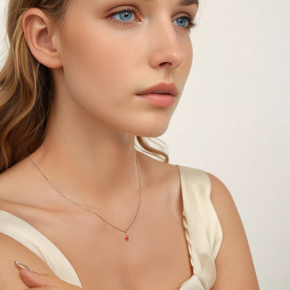 Sterling Silver Synthetic Opal Pendant Necklace