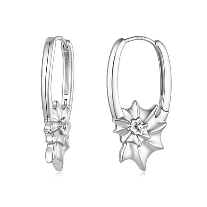 925 Sterling Silver White Gold Plated 2.7cm Hoop Earrings for Women