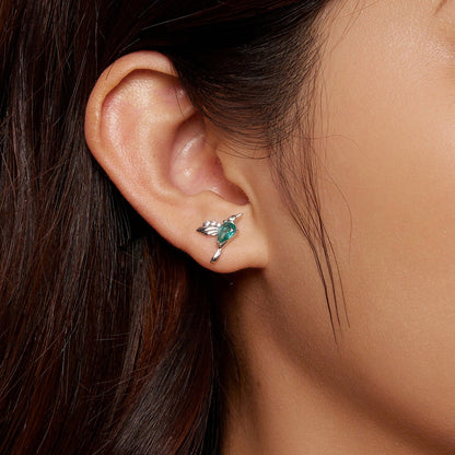 Sterling Silver Transparent Glass and CZ Pavé Earrings