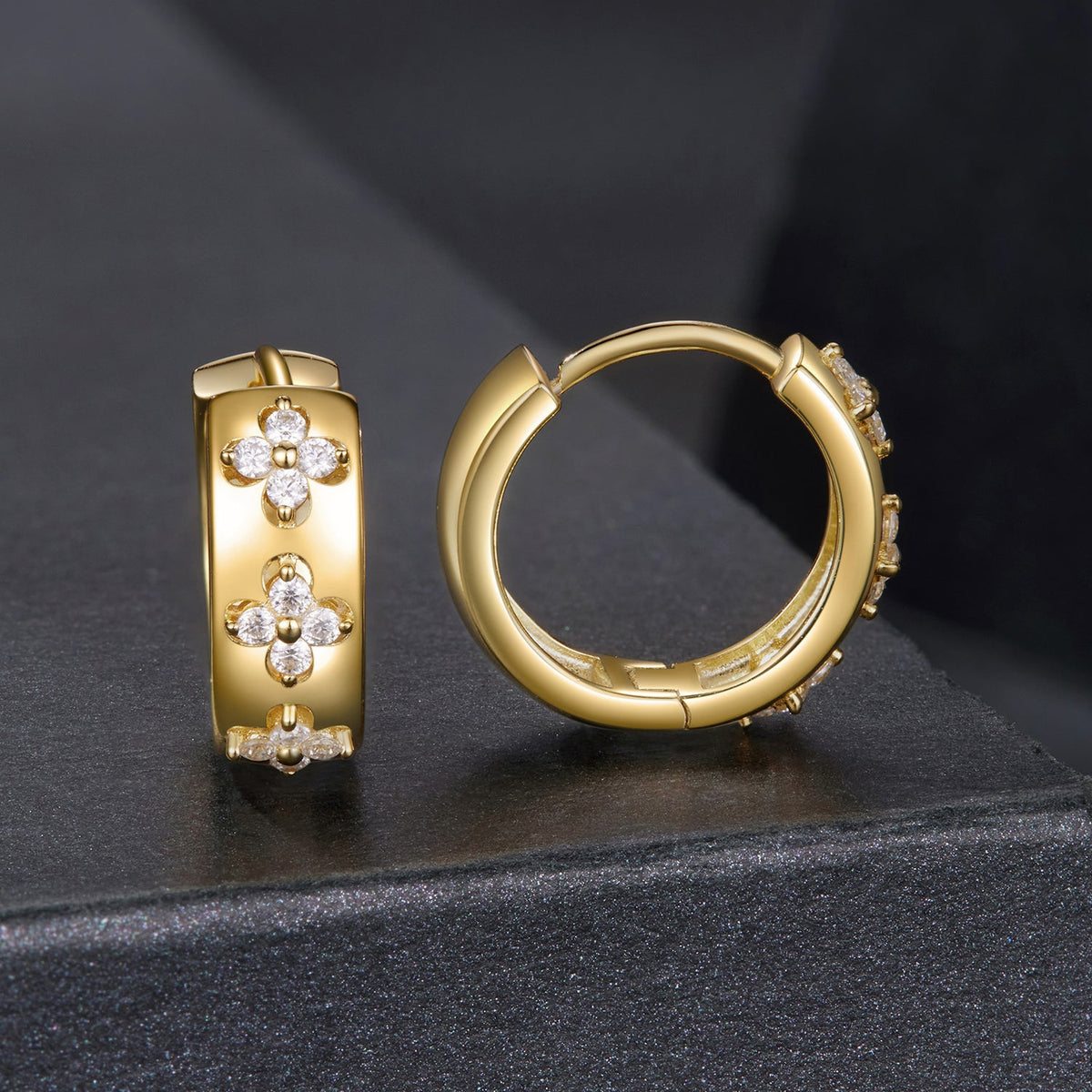 Gold Plated Sterling Silver Moissanite Hoop Earrings