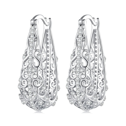 Sterling Silver Pavé Cubic Zirconia Hoop Earrings