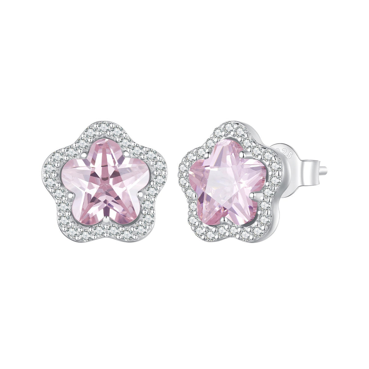 Sterling Silver Pavé CZ and Glass Earrings