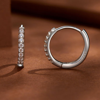 Sterling Silver Moissanite Hoop Earrings