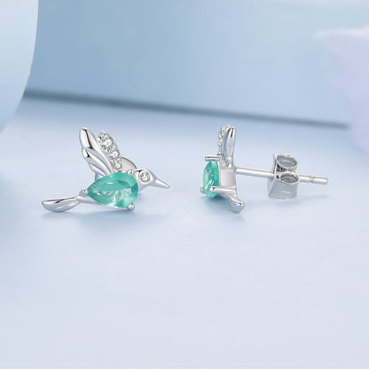 Sterling Silver Transparent Glass and CZ Pavé Earrings