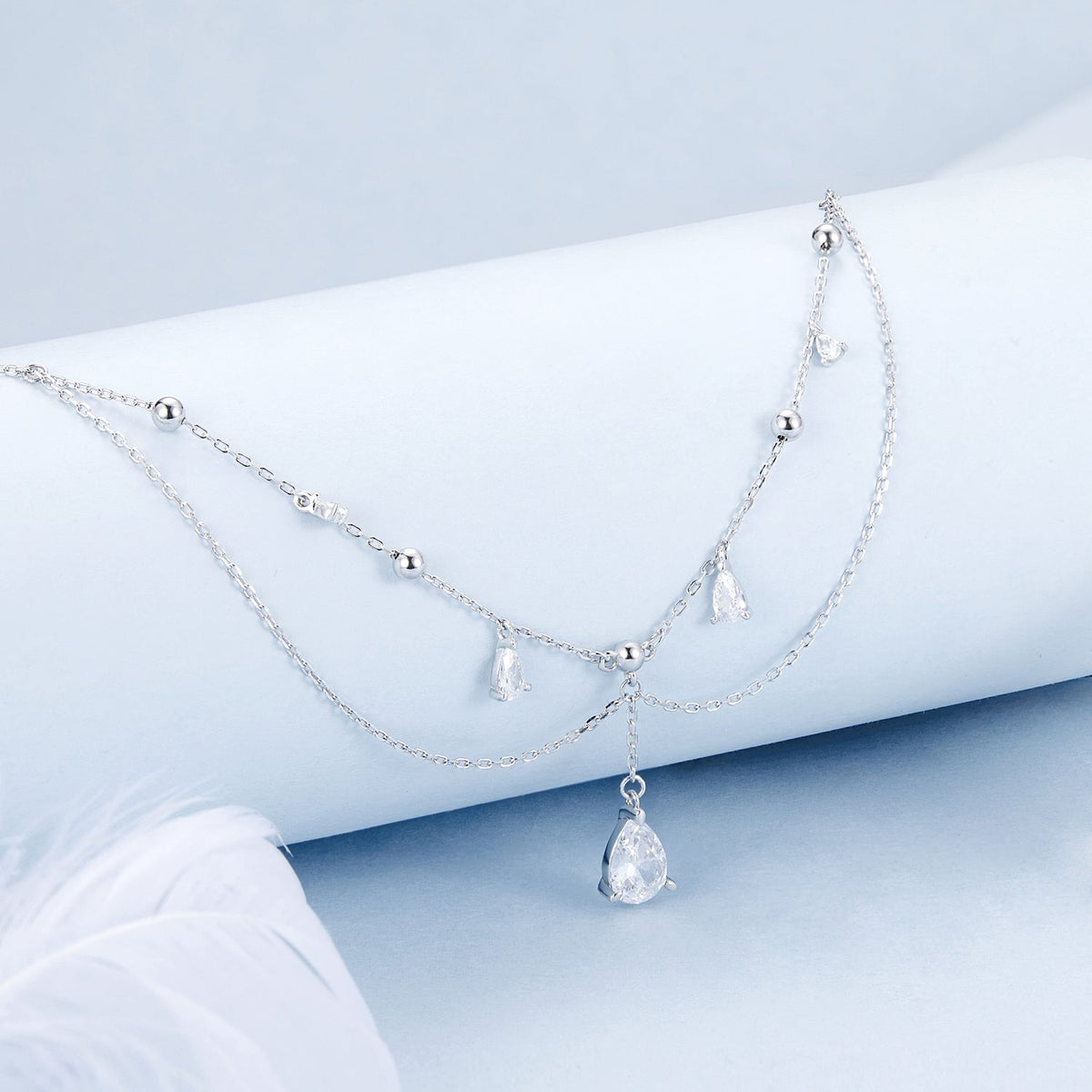 Sterling Silver Cubic Zirconia Pavé Necklace