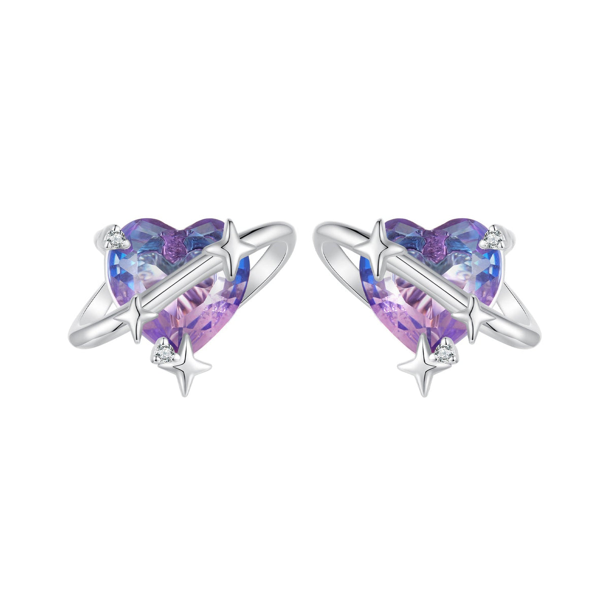 Sterling Silver Cubic Zirconia and Glass White Gold Plated Earrings