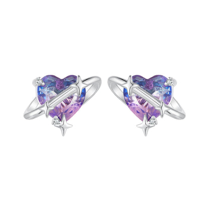 Sterling Silver Cubic Zirconia and Glass White Gold Plated Earrings
