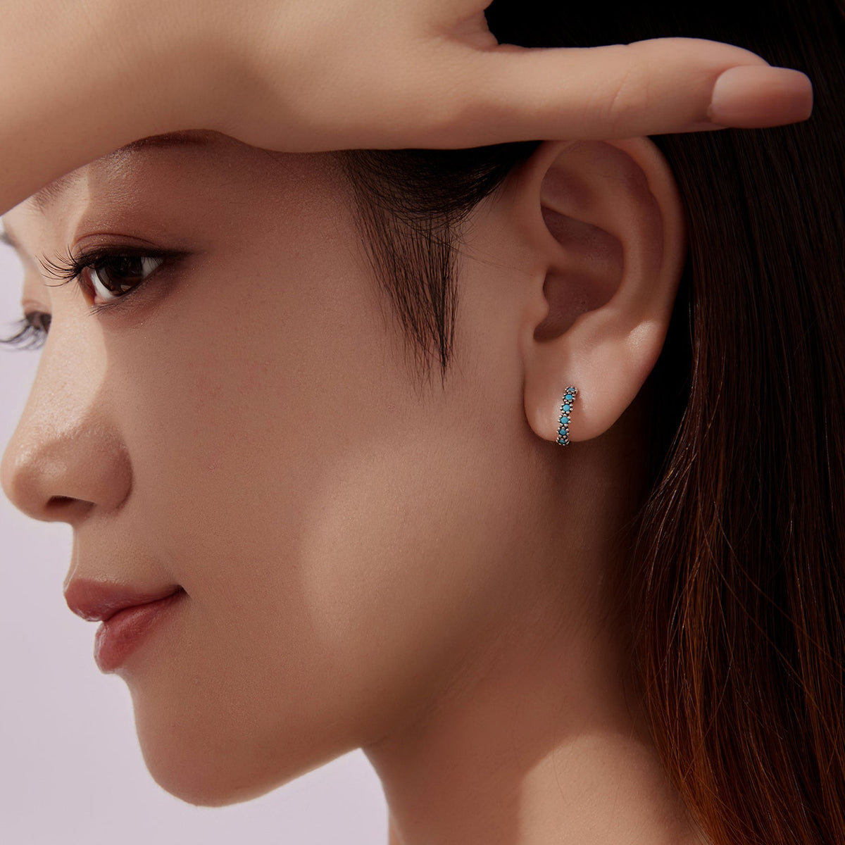 Sterling Silver Synthetic Turquoise Hoop Earrings