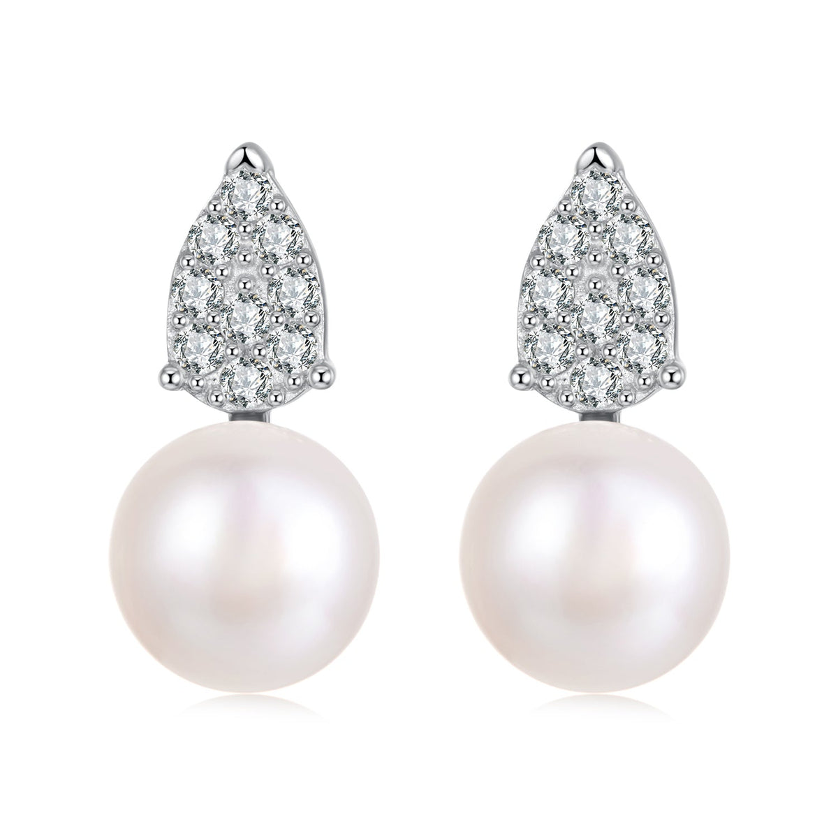 Sterling Silver Moissanite & Freshwater Pearl Earrings