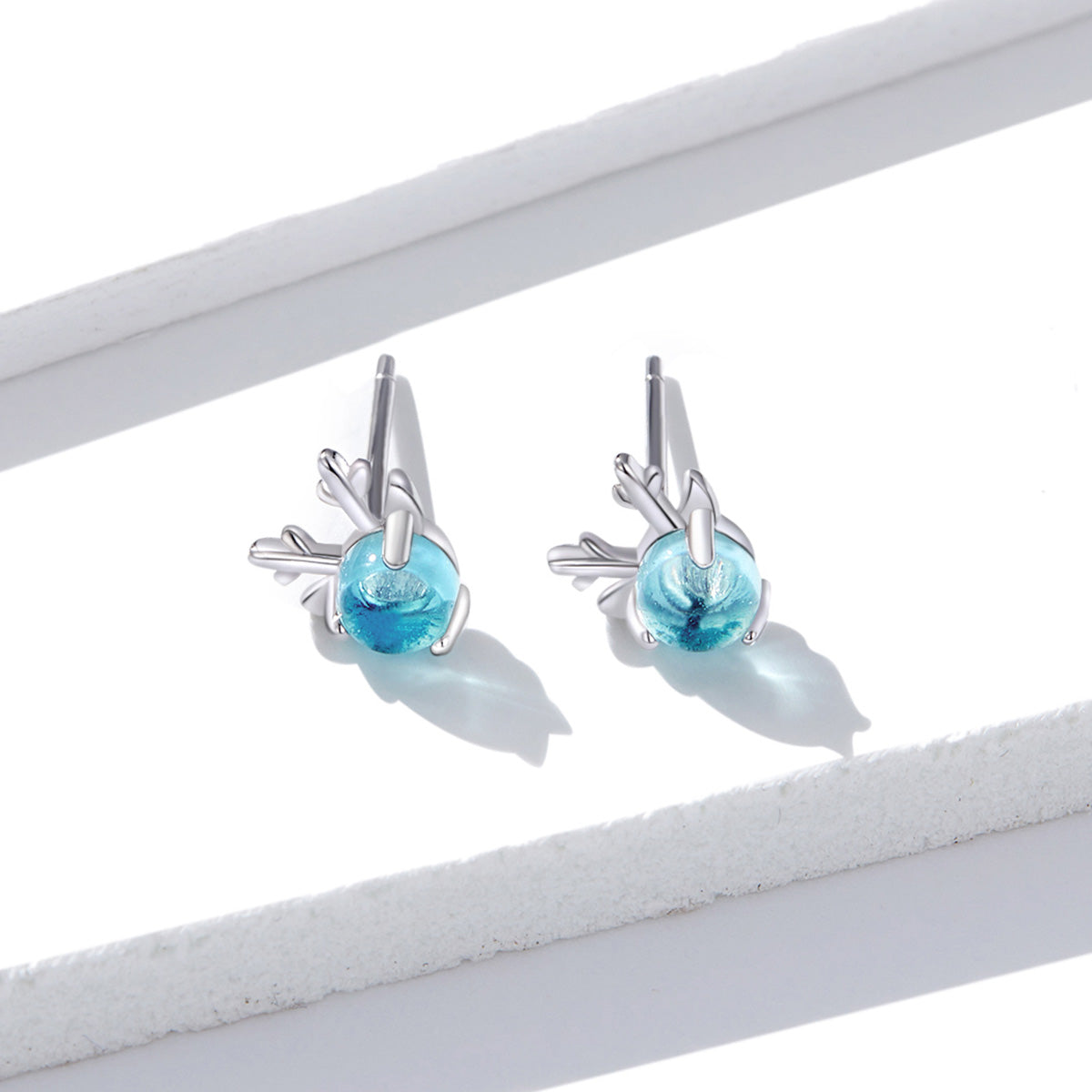 Sterling Silver Transparent Glass Earrings