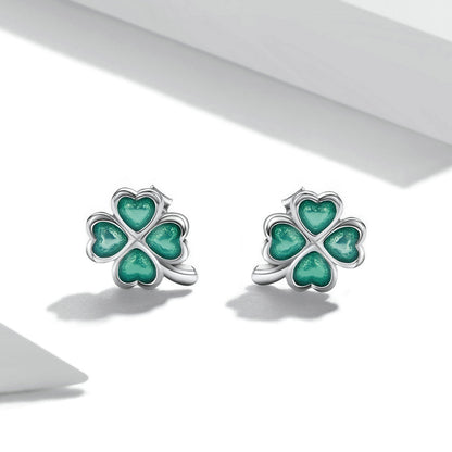 Sterling Silver Platinum Plated Enamel Earrings