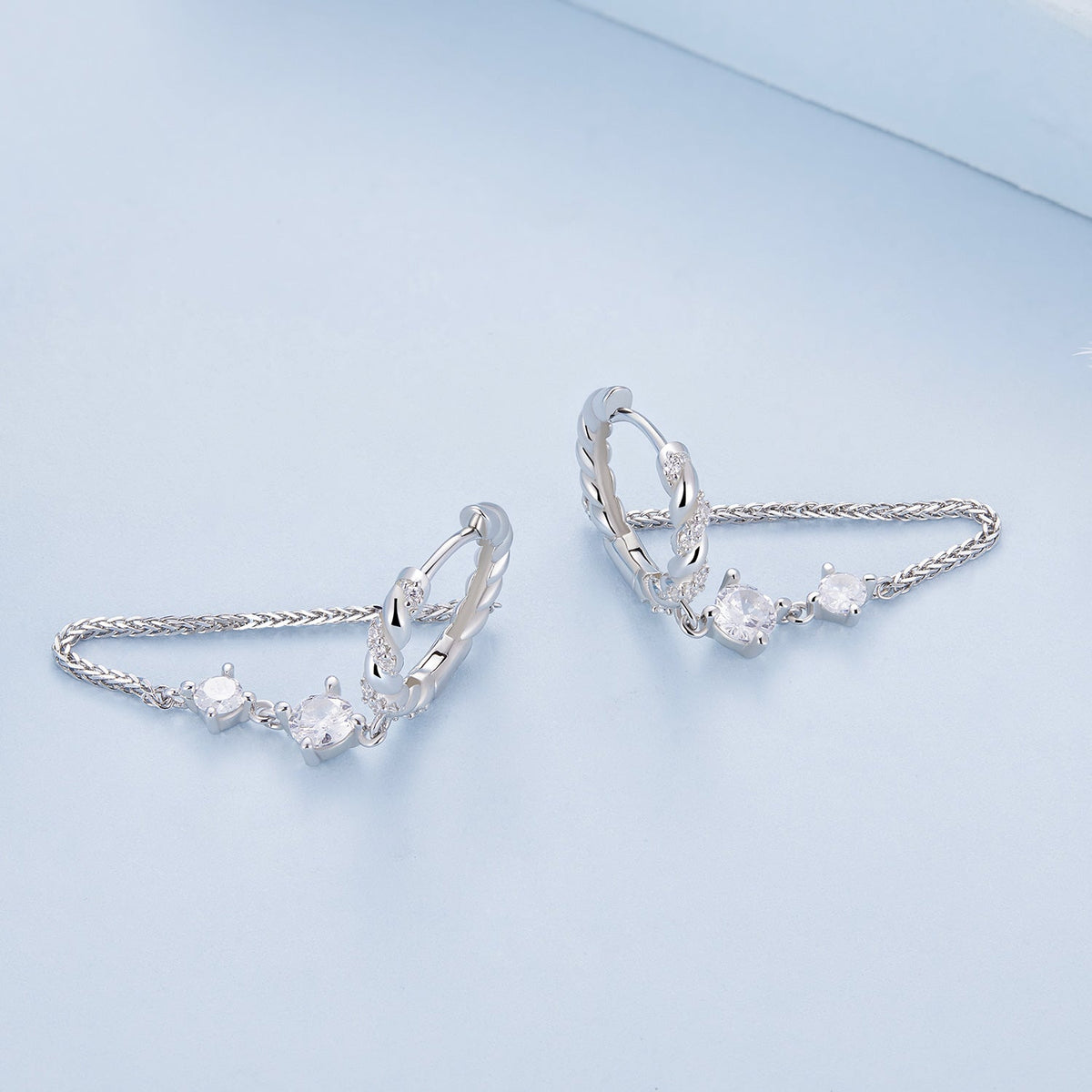 Sterling Silver Cubic Zirconia Pavé Hoop Earrings