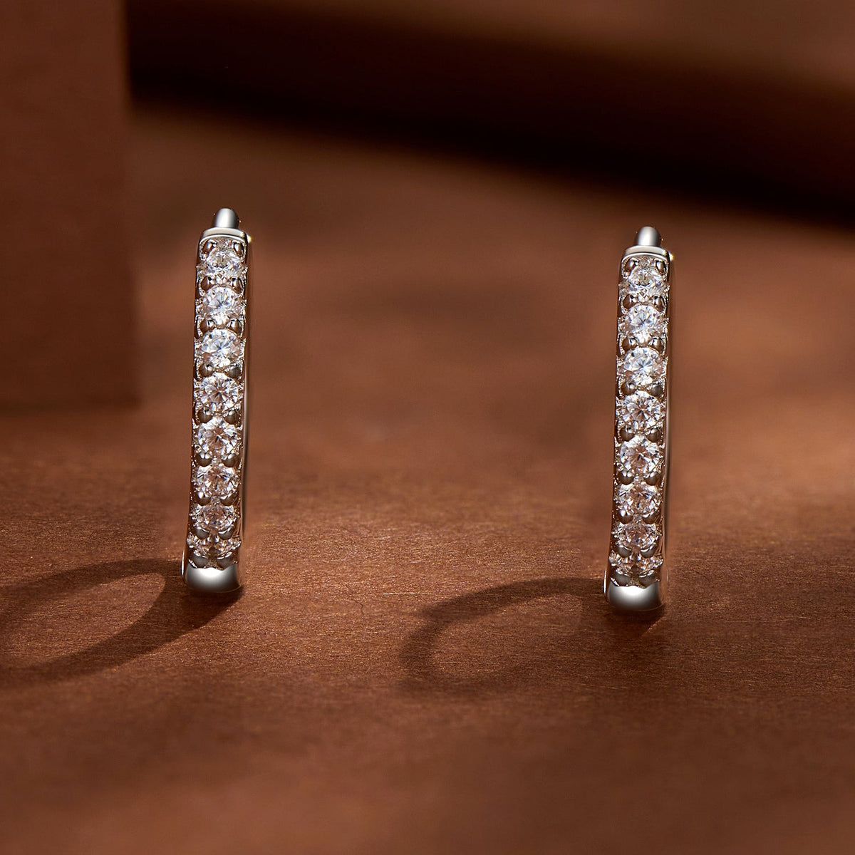 Sterling Silver Moissanite Hoop Earrings