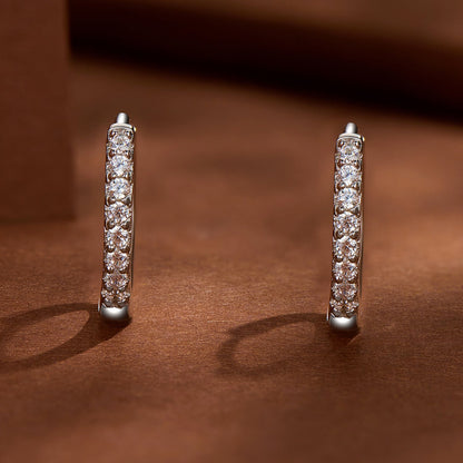 Sterling Silver Moissanite Hoop Earrings