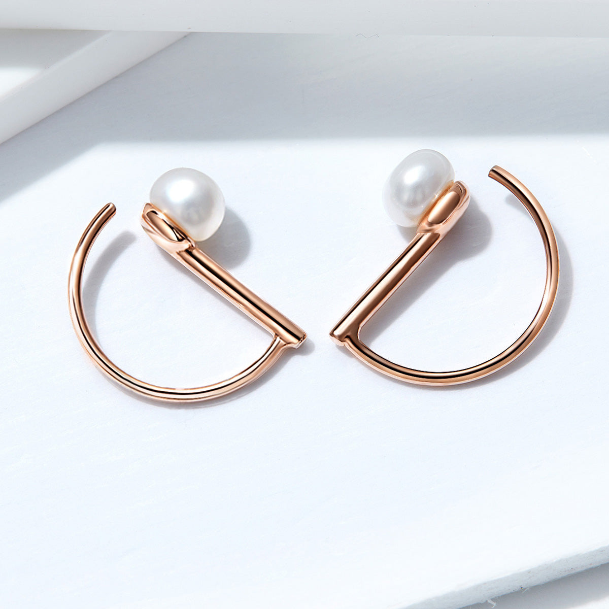 Sterling Silver Rose Gold Plated Bead Earrings