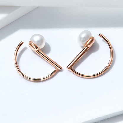 Sterling Silver Rose Gold Plated Bead Earrings